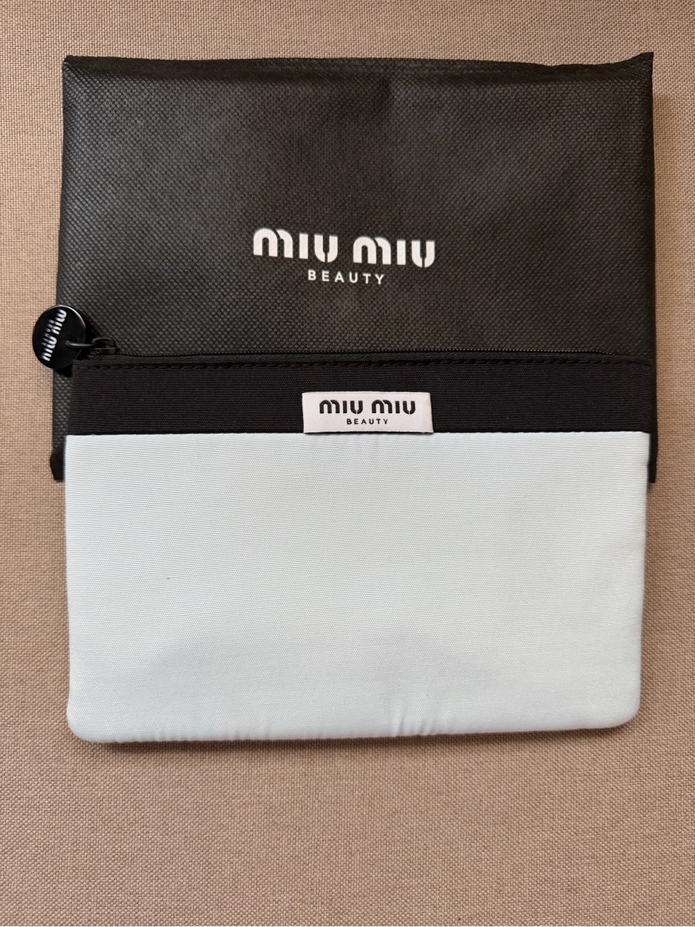 Miu Miu Black & Light Blue Two-Tone Toiletry Pouch
